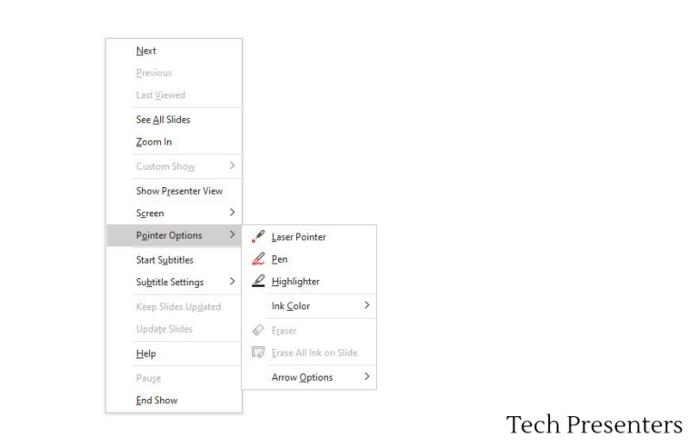 powerpoint hotkeys presentation mode