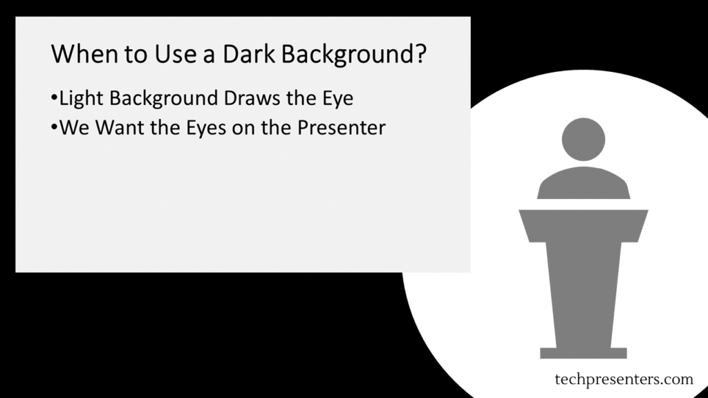 Why light presentations in dark places are not optimal.