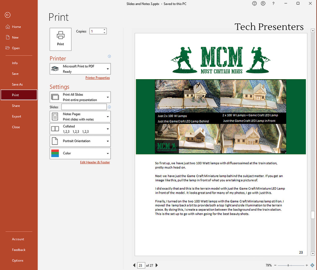 Printing out the Notes Page in PowerPoint as a Fancy Handout