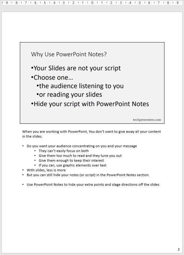 Printing the Notes Page in PowerPoint