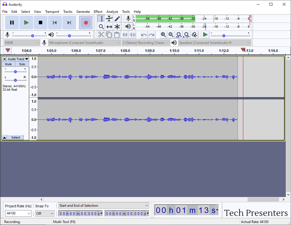 Recording in Audacity