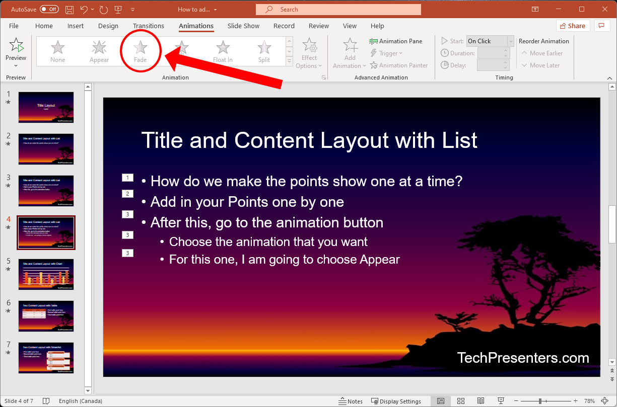 how to make powerpoint presentation bullets appear one by one