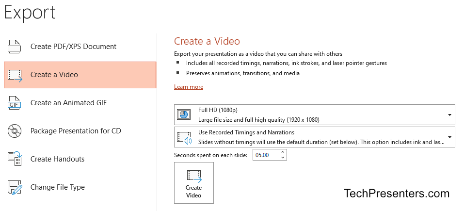 How to export a video from a PowerPoint Presentation