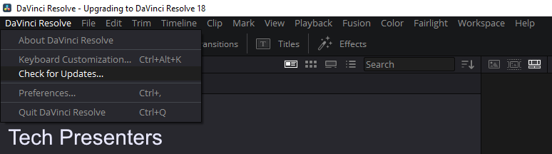 How to update to DaVinci Resolve 18 